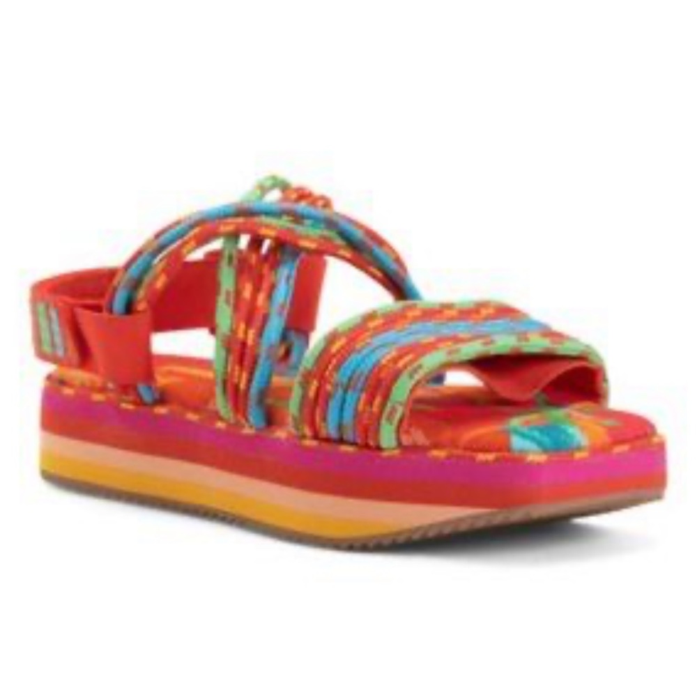 New Farm Rio Tropical Embroidered Vegan Strappy Platform Sandal Women’s  12